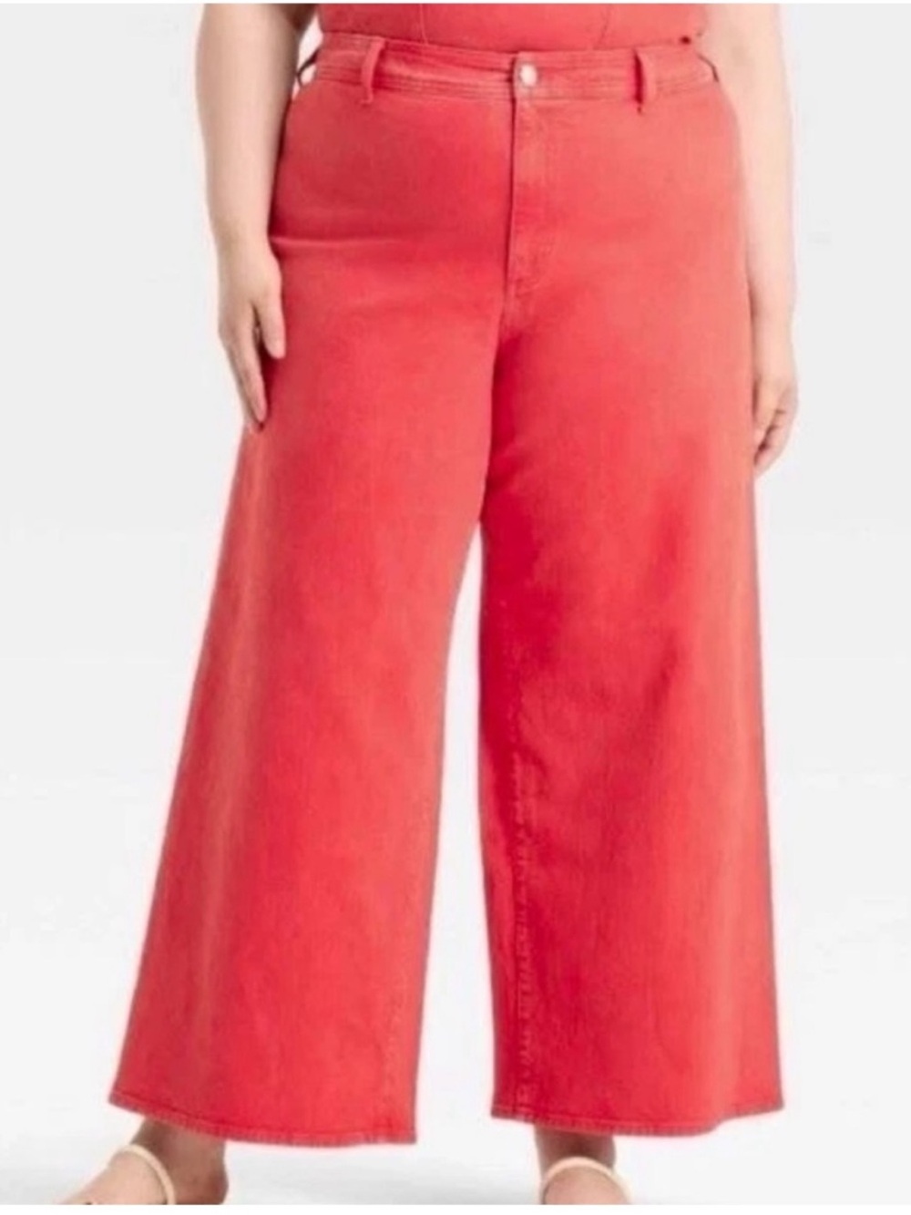 Universal Thread Sailor High Rise Wide Leg Jeans Red Coral Plus Sz 16 NWT